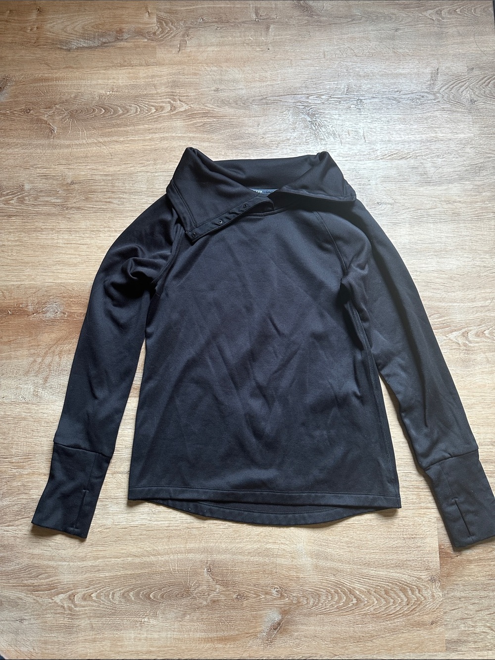 Champion Black Long-Sleeve Asymmetrical Snap Collar Top